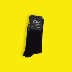 Gym Socks - Black with Yellow Writing - GetSocked!